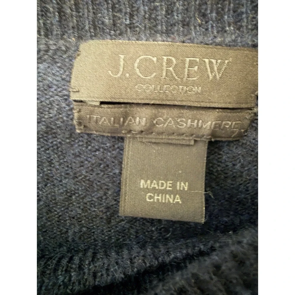 J Crew Womens XL 100% Italian Cashmere Sweater Navy Blue Boat Neck Old Money